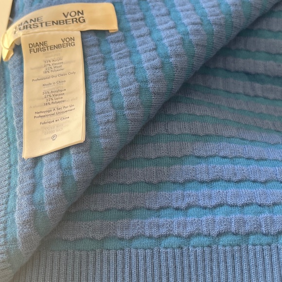 NWT Diane Von Furstenberg Blue Megara Scarf. Cozy-chic? Wool- blend jacquard - Picture 5 of 8